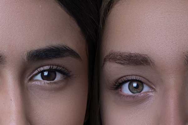 Two girls with groomed eyelashes